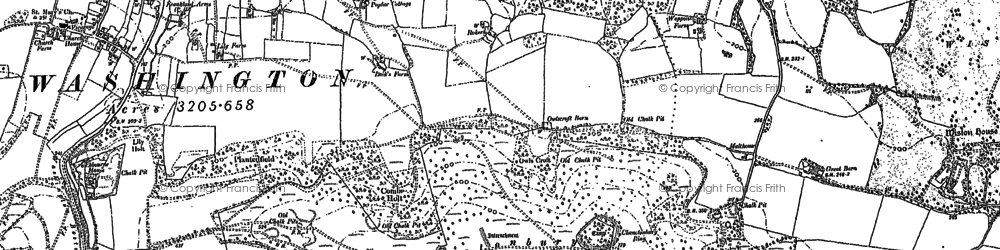 Old map of Chanctonbury Ring in 1875