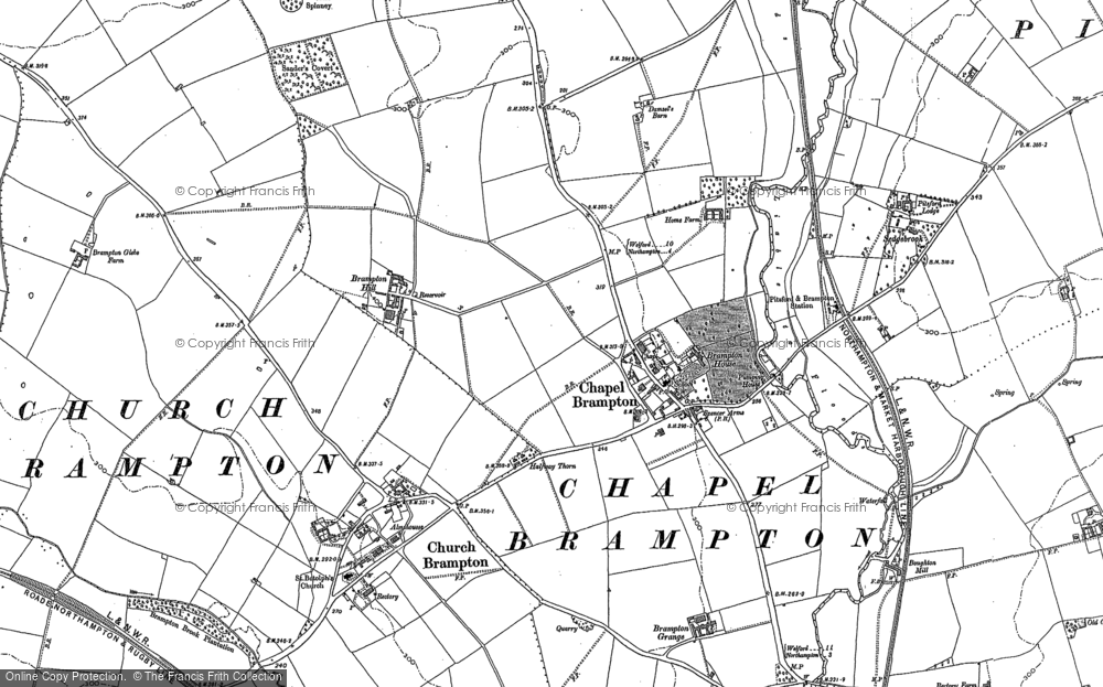 Old Map of Chapel Brampton, 1884 in 1884