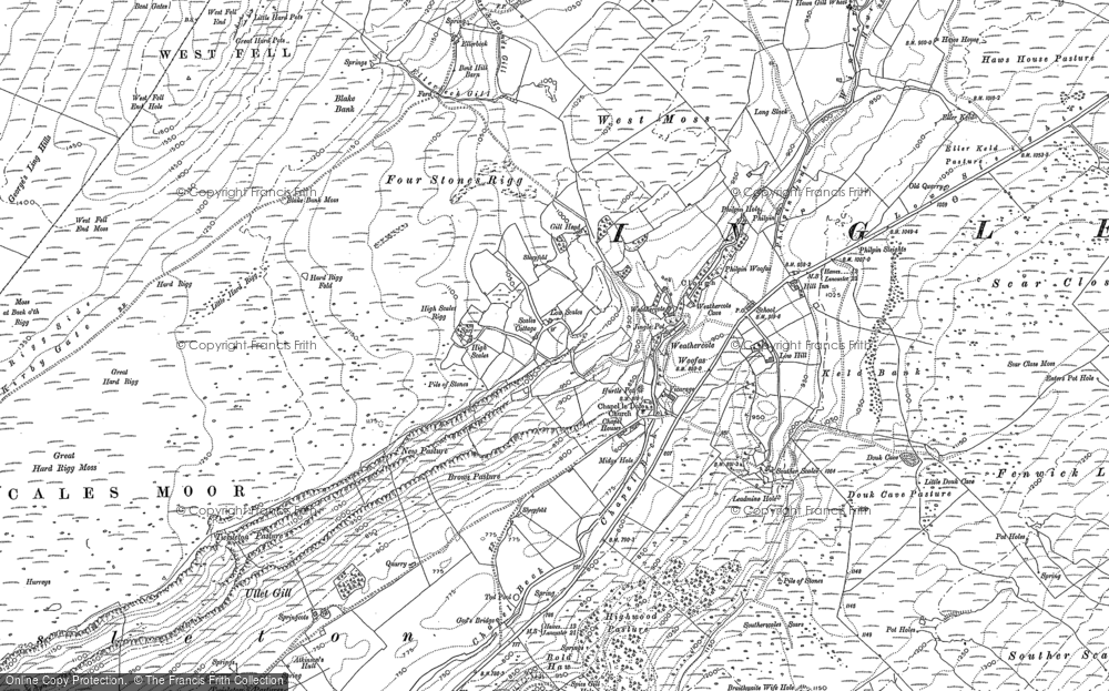 Old Map of Historic Map covering Brocket Holes Pasture in 1907