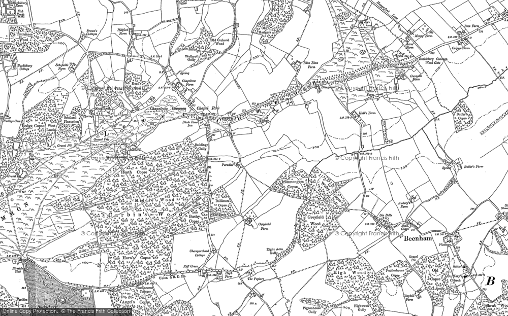 Old Map of Historic Map covering Bushnells Green in 1898