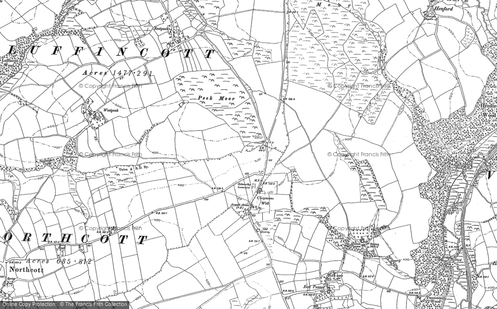 Old Map of Chapmans Well, 1883 in 1883