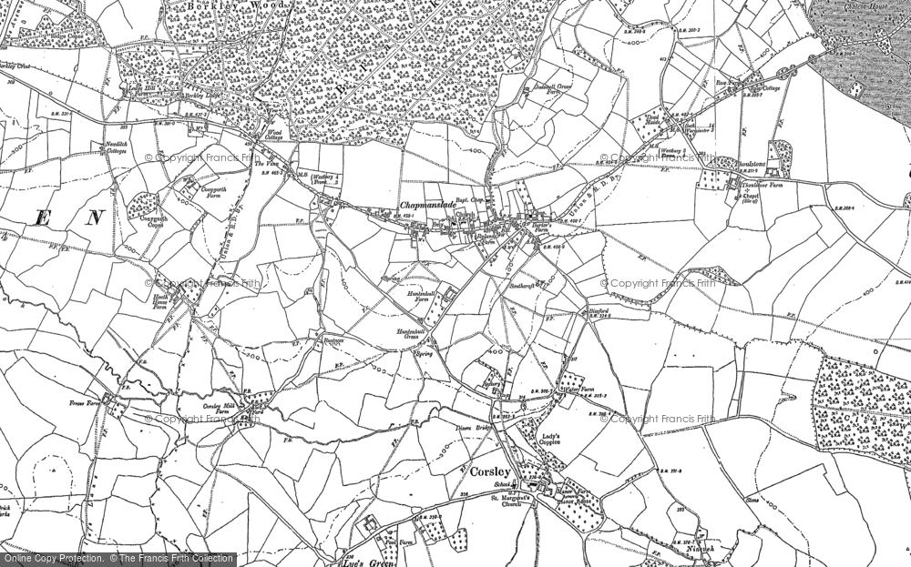 Old Map of Historic Map covering Woodman's Hill in 1922