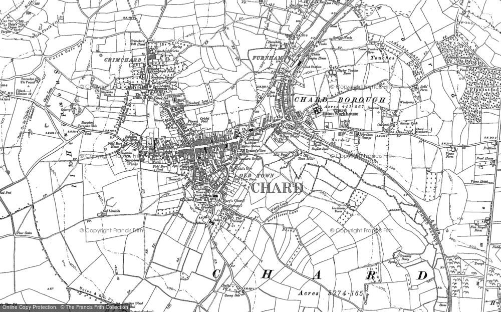 Old Map of Chard, 1886 - 1901 in 1886