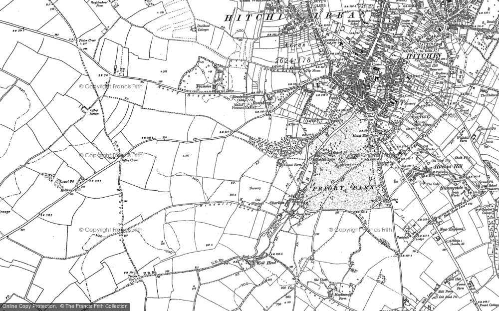 Old Map of Historic Map covering Butt's Close in 1897