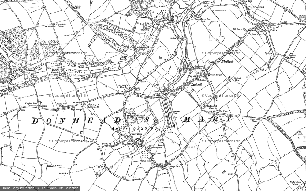 Old Map of Historic Map covering Coombe in 1900