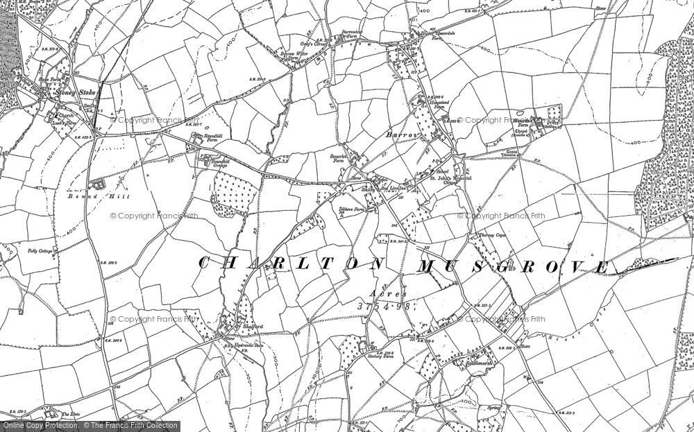 Old Map of Historic Map covering Shalford in 1885