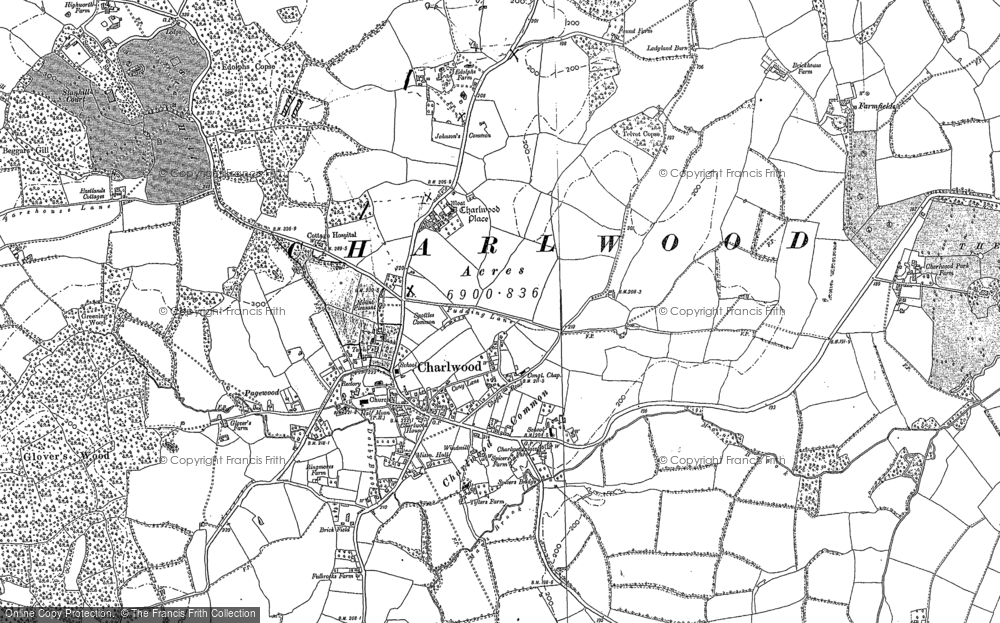 Old Map of Charlwood, 1912 - 1913 in 1912