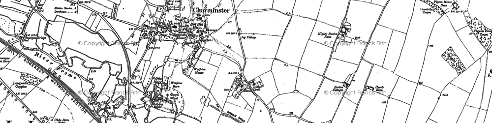 Old map of Charminster in 1886