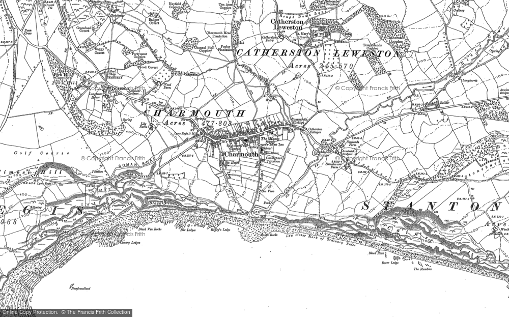 Old Map of Historic Map covering Catherston Leweston in 1901