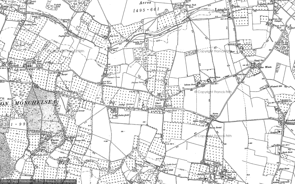 Old Map of Historic Map covering Boughton Bottom in 1896