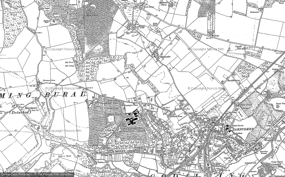 Charterhouse in 1938 old map Surrey 31-SE Godalming Farncombe 