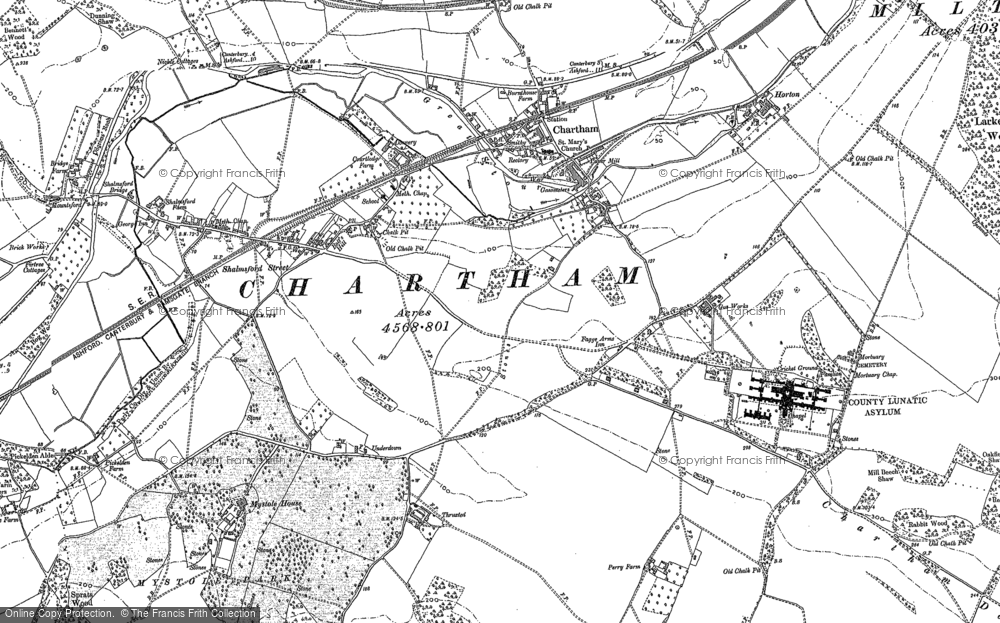 Old Map of Chartham, 1896 in 1896