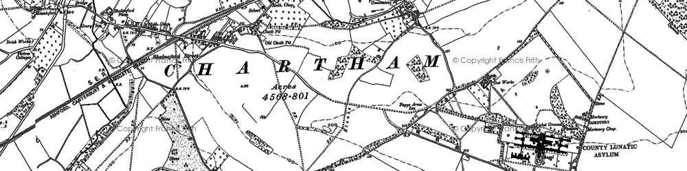 Old map of Chartham in 1896