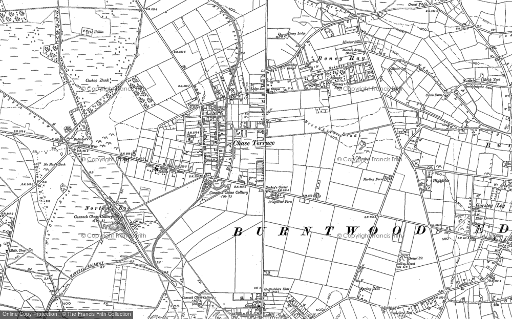 Old Map of Historic Map covering Chasetown Sta in 1883