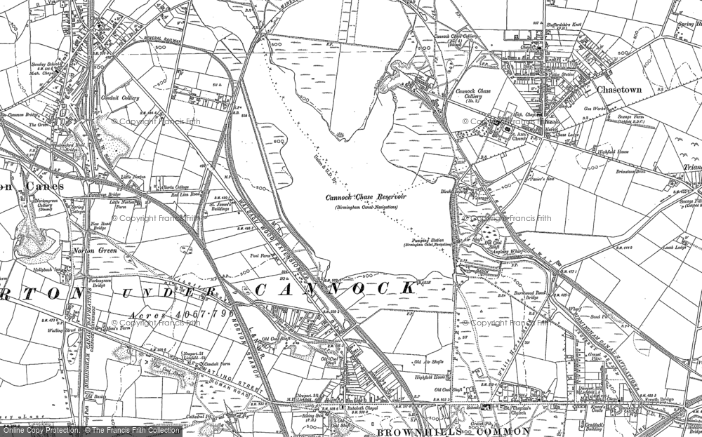 Old Map of Historic Map covering Brownhills West Sta in 1883
