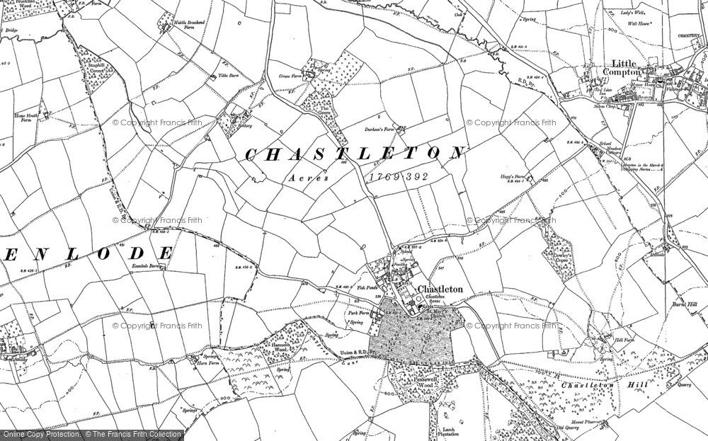 Old Map of Historic Map covering Brookend Ho in 1898