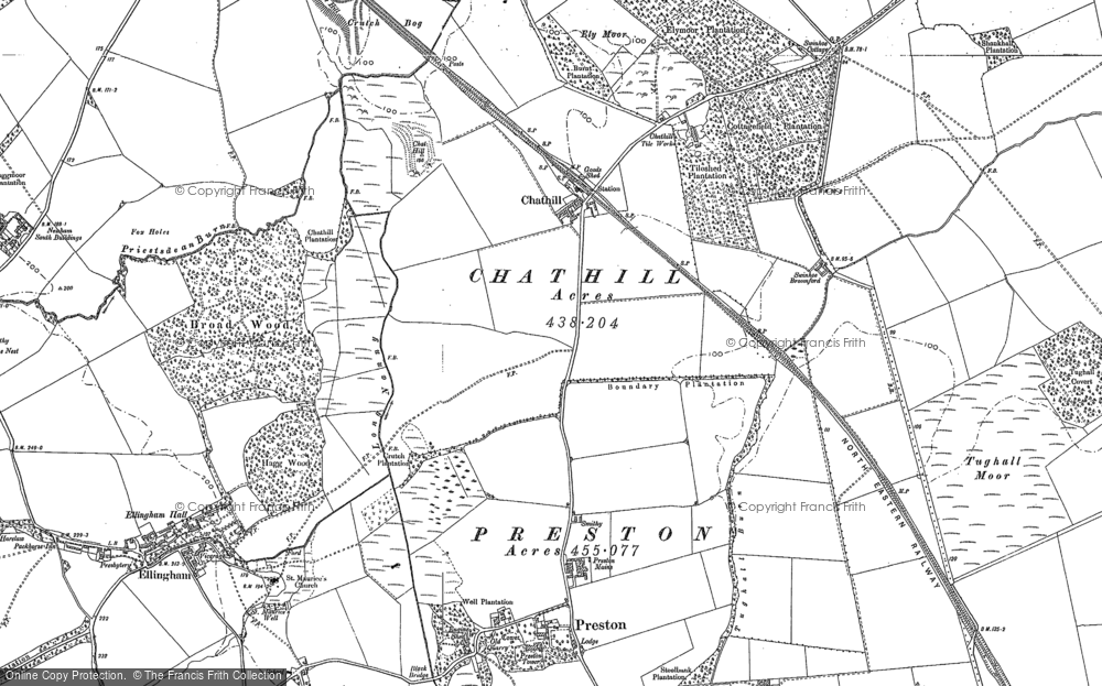 Old Map of Chathill, 1896 in 1896
