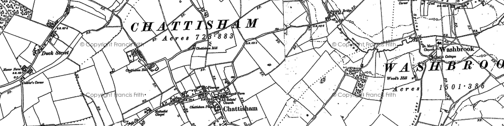 Old map of Chattisham in 1881
