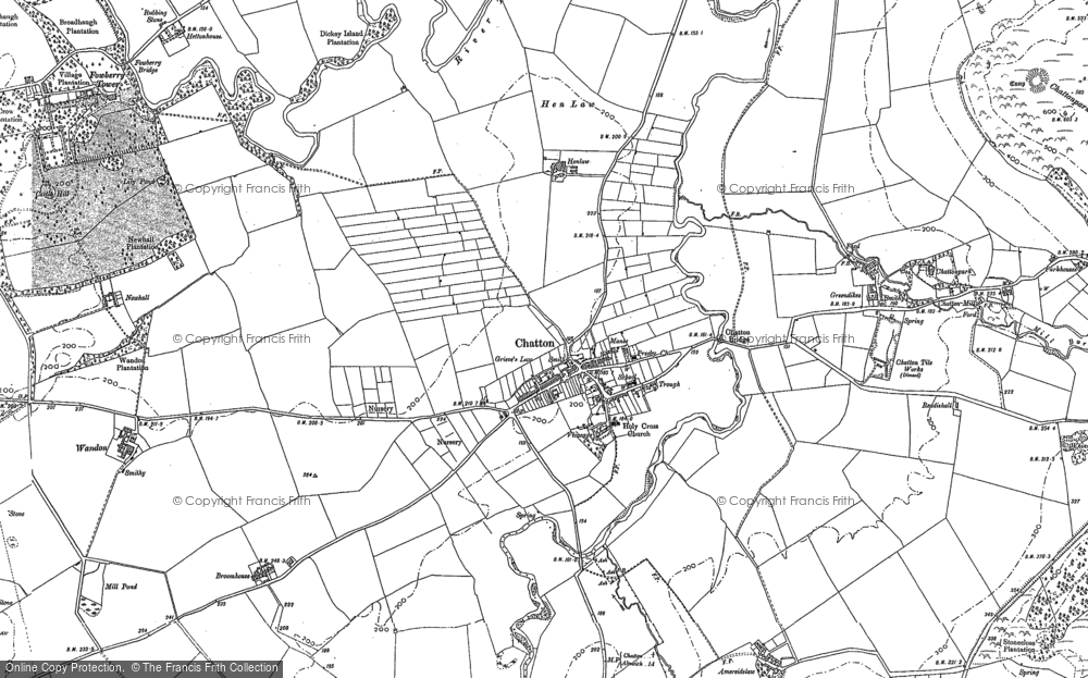 Old Map of Chatton, 1897 in 1897