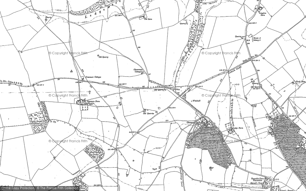 Old Map of Historic Map covering Ledgemore Bottom in 1881