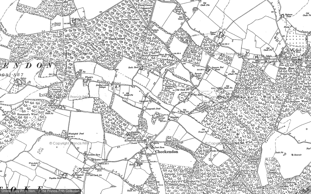 Old Map of Historic Map covering Hook End in 1897