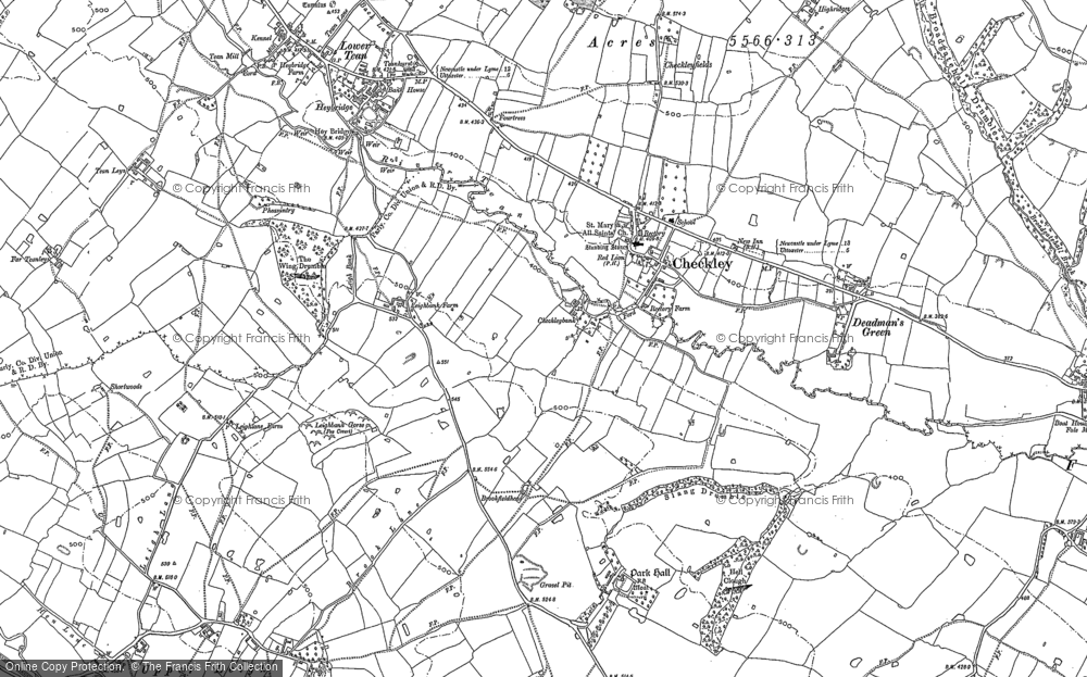 Old Map of Checkley, 1880 in 1880