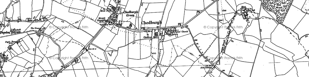 Old map of Chedburgh in 1884