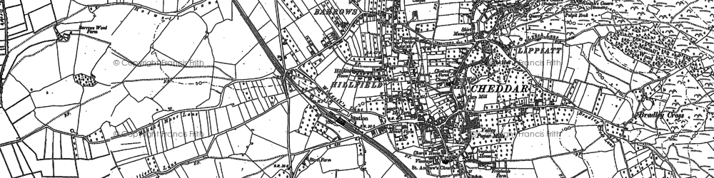 Old map of Cheddar in 1884