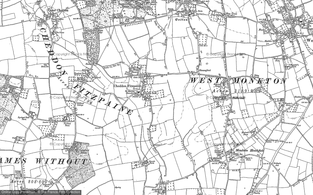 Old Map of Historic Map covering Gotton in 1887