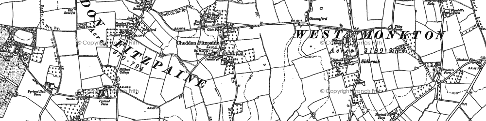 Old map of Upper Cheddon in 1887