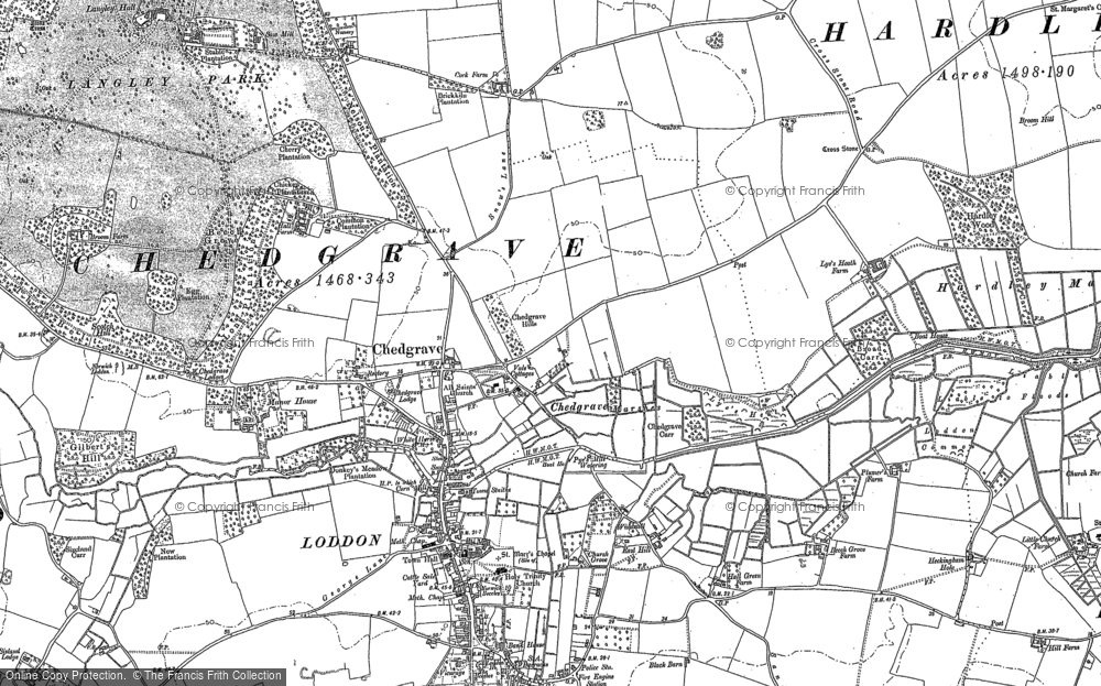 Old Map of Chedgrave, 1884 in 1884