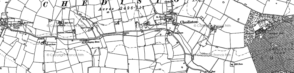 Old map of Chediston in 1883