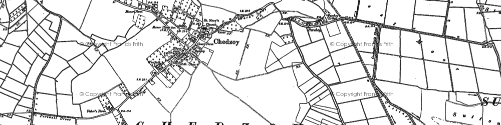 Old map of Chedzoy in 1885