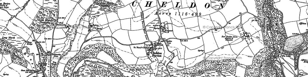Old map of Cheldon in 1887