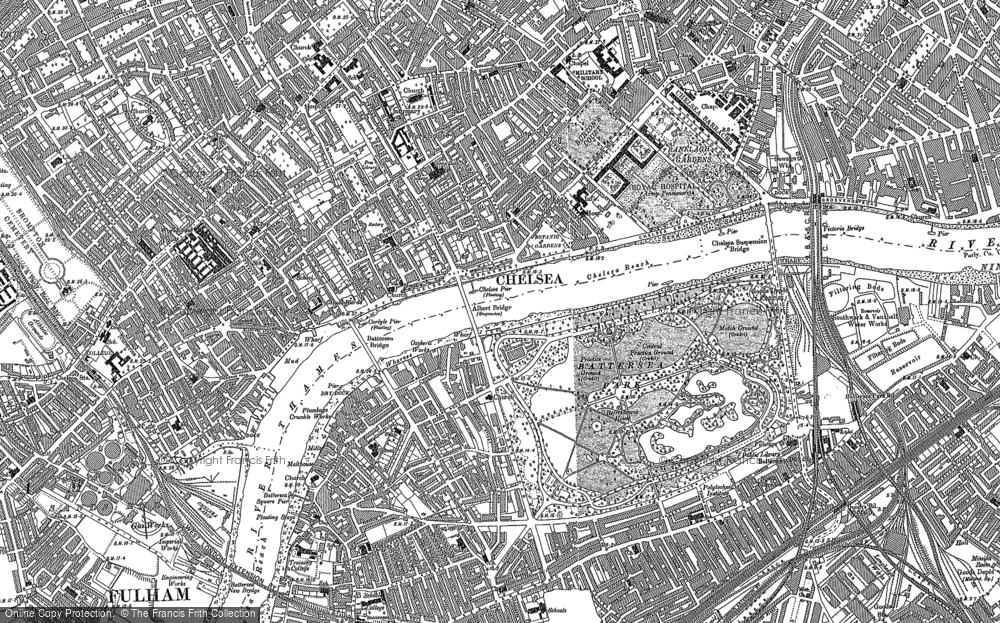 Old Map of Historic Map covering Battersea Park in 1895