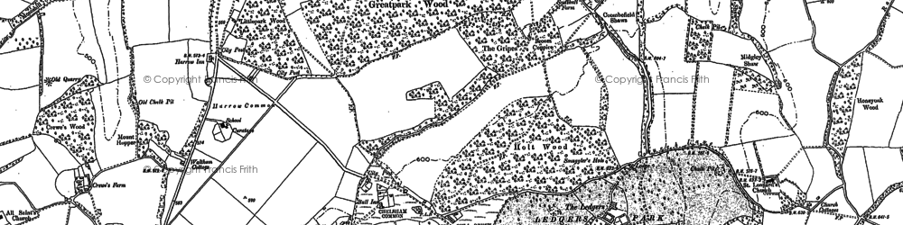 Old map of Chelsham in 1908
