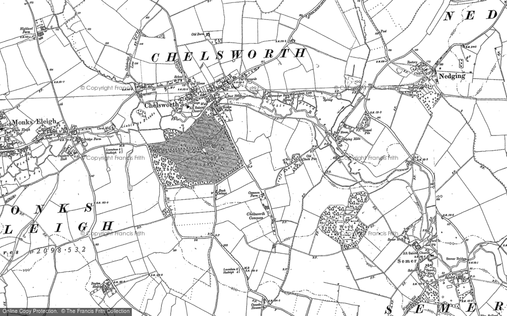 Old Map of Chelsworth, 1884 - 1885 in 1884