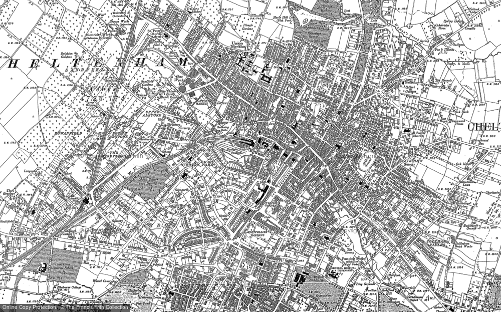 1921-Gloucestershire Blatt 26.07 Alte Ordnance Survey Maps Cheltenham West 1883 