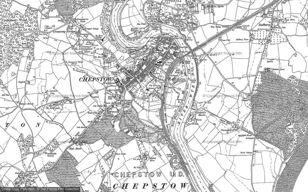OLD ORDNANCE SURVEY MAP CHEPSTOW TUTSHILL 1900 WORKHOUSE THE MOUNT HIGH BEECH 