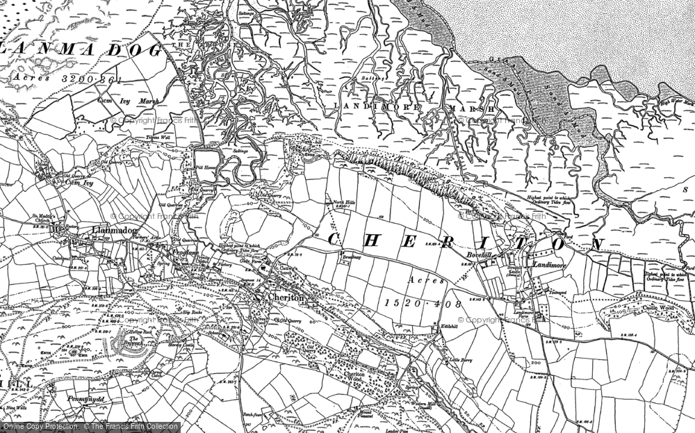 Old Map of Cheriton, 1896 in 1896