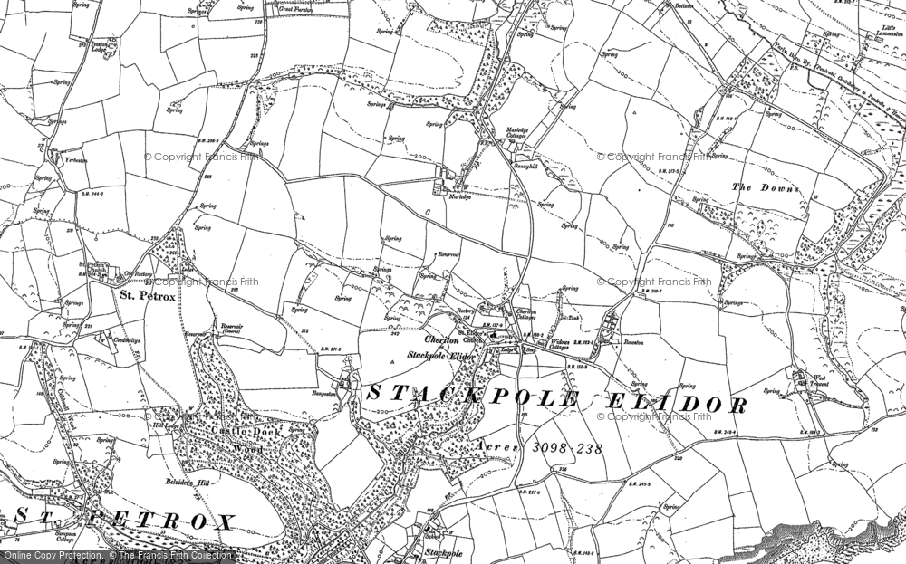 Old Map of Historic Map covering Stackpole Elidor in 1948
