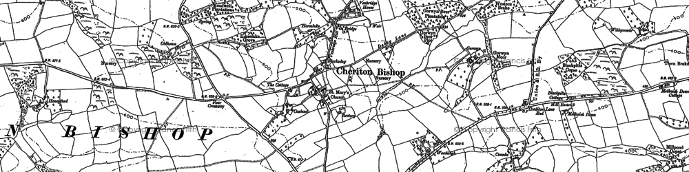 Old map of Cheriton Cross in 1887