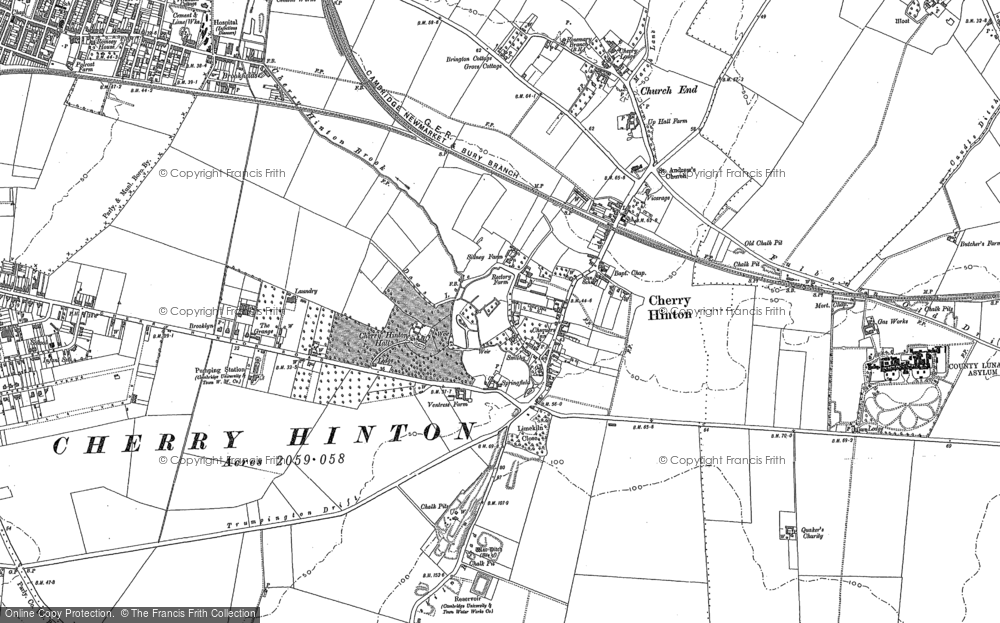 Old Map of Cherry Hinton, 1885 - 1886 in 1885