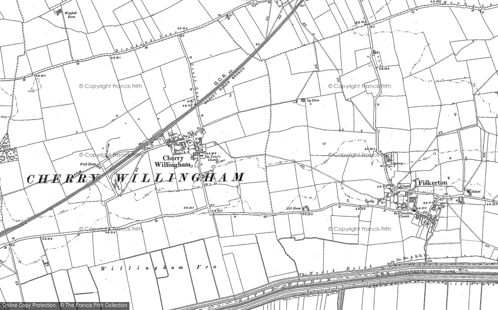 Old Map of Cherry Willingham, 1886 in 1886