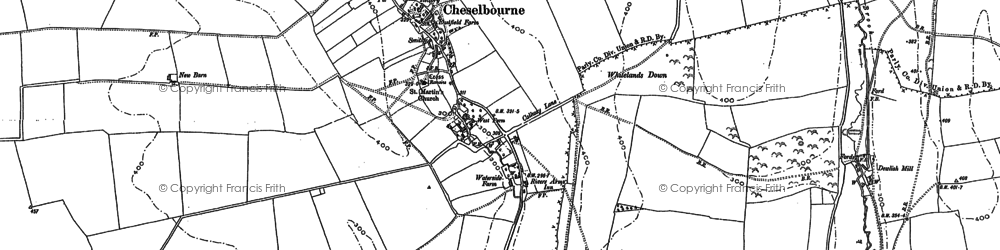 Old map of Puddletown Down in 1887