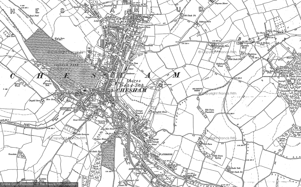 39SW old map Bucks 1900 Chesham