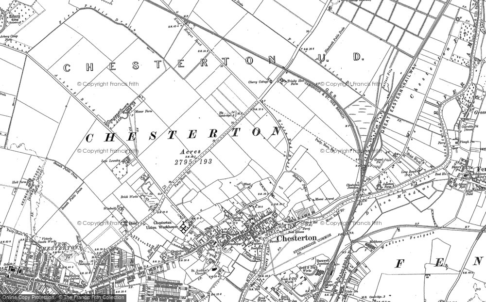 Old Map of Historic Map covering Kings Hedges in 1886