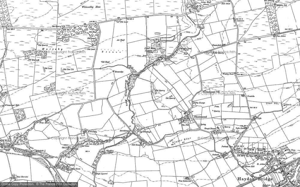 Old Map of Historic Map covering Lees Heugh in 1895