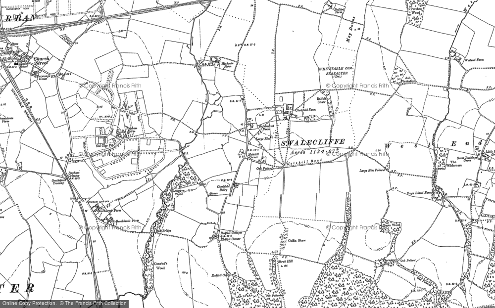 Old Map of Historic Map covering Bleangate in 1896