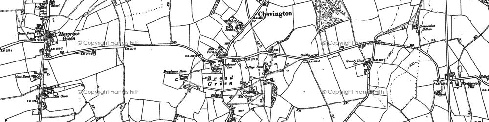 Old map of Broad Green in 1883